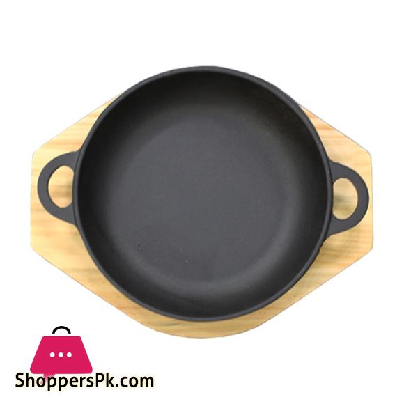 Cast Iron Double Handle Karahi Sizzler Large 9 Inch S0003