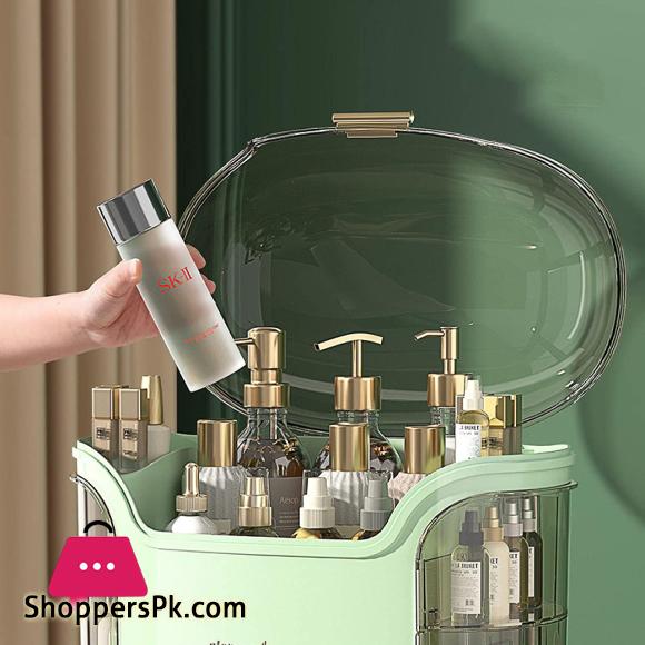 Crab Makeup Organizer Waterproof and Dustproof Desktop Makeup Case Cosmetics Display Stand Cosmetic Shelf with Lid and Drawers for Bathroom Bedroom Countertop Dresser