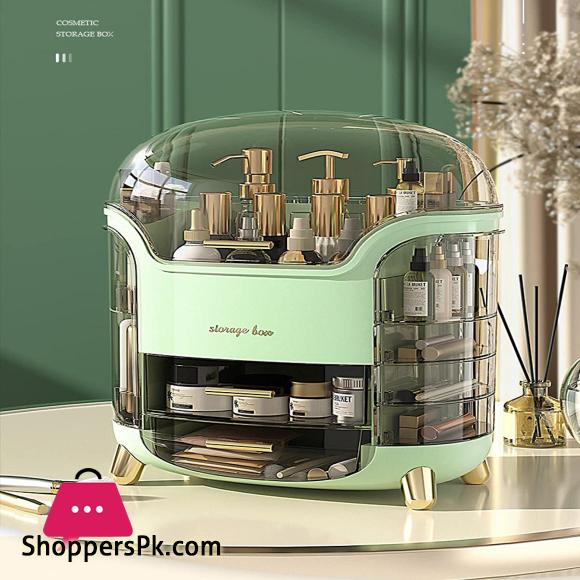 Crab Makeup Organizer Waterproof and Dustproof Desktop Makeup Case Cosmetics Display Stand Cosmetic Shelf with Lid and Drawers for Bathroom Bedroom Countertop Dresser