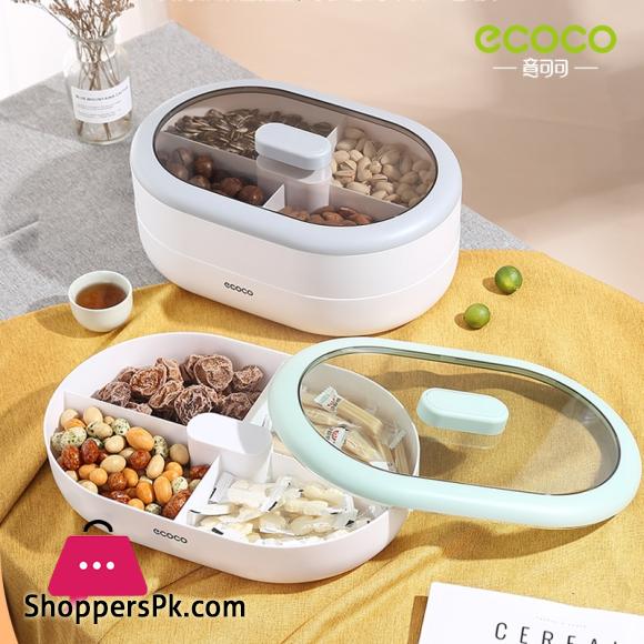 ECOCO Candy Plate Dry Fruit Plate Home Living Room Coffee Table Snack Snack Storage Box Net Red Melon Seeds Refreshment Nut Tray