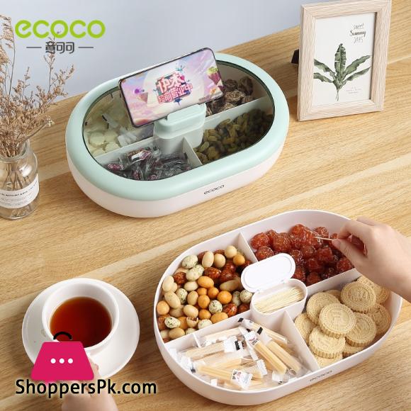 ECOCO Candy Plate Dry Fruit Plate Home Living Room Coffee Table Snack Snack Storage Box Net Red Melon Seeds Refreshment Nut Tray