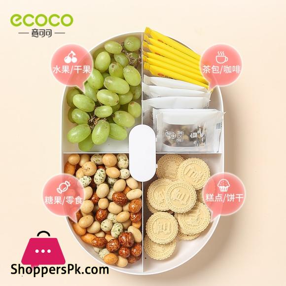 ECOCO Candy Plate Dry Fruit Plate Home Living Room Coffee Table Snack Snack Storage Box Net Red Melon Seeds Refreshment Nut Tray