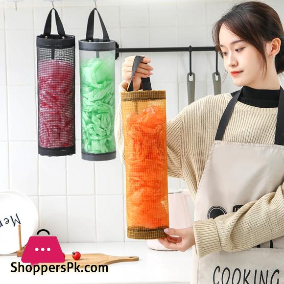 Garbage Bag Storage Bag Cylinder Scratch-proof Nylon Plastic Bags Dispenser Organizer for Kitchen