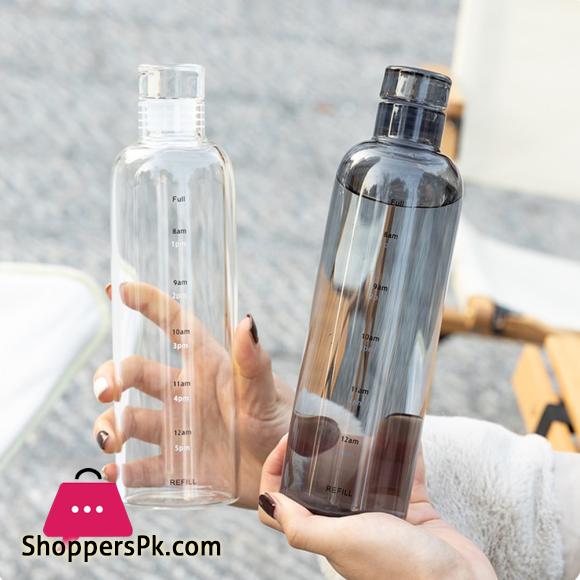 Glass Water Bottle With Portable Outdoor Sports Fitness Student Cup Drinking Mug Drinkware - Clear 450ML