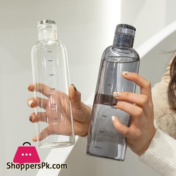 Glass Water Bottle With Portable Outdoor Sports Fitness Student Cup Drinking Mug Drinkware - Clear 450ML