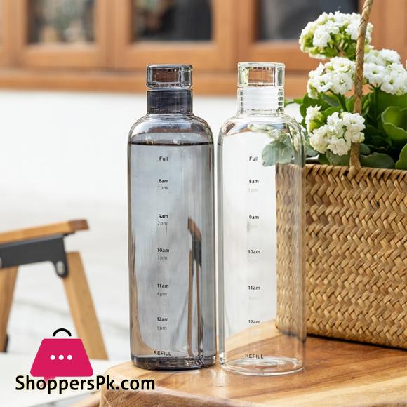 Glass Water Bottle With Portable Outdoor Sports Fitness Student Cup Drinking Mug Drinkware - Clear 450ML