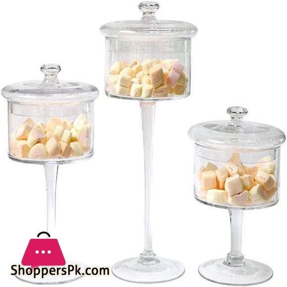 High Pastry Display Stand Wedding Dessert Fruit Tray Glass Dust Cover Candy Chocolate Jar Living Room Decoration Food Container (10 inch)