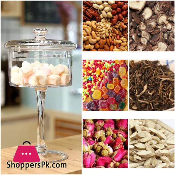 High Pastry Display Stand Wedding Dessert Fruit Tray Glass Dust Cover Candy Chocolate Jar Living Room Decoration Food Container (12 inch)