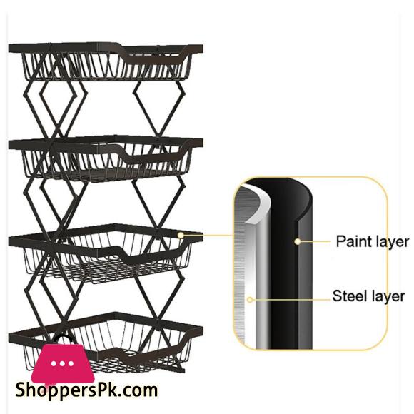 Kitchen Foldable Expendable Rack Fruit Vegetable Rack On Wheel Storage Stand Cart Trolley Bathroom Washroom Shelving Rack 5 - Layers
