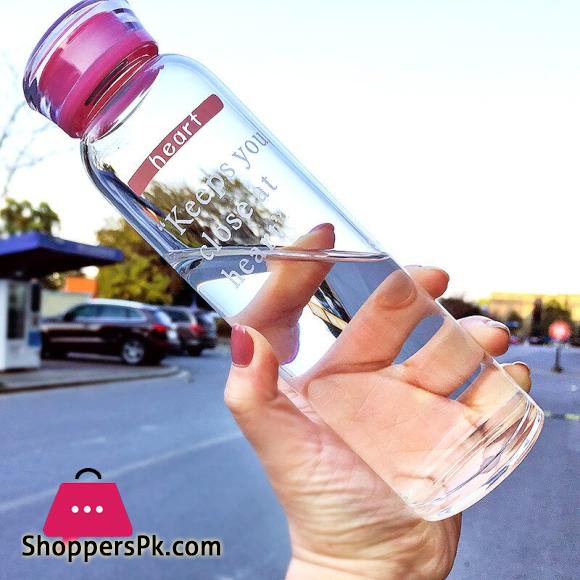Korean Cute Candy Color Glass Water Bottle Portable Outdoor Juice Drinking Bottles - 560ML