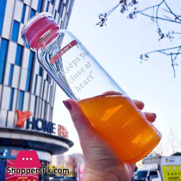Korean Cute Candy Color Glass Water Bottle Portable Outdoor Juice Drinking Bottles - 560ML