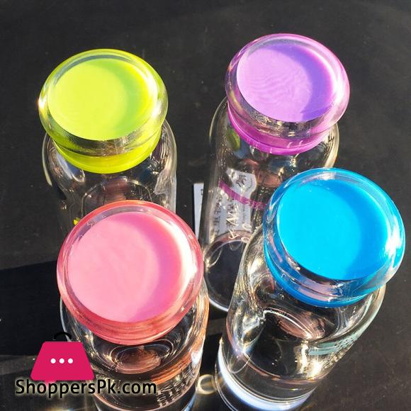 Korean Cute Candy Color Glass Water Bottle Portable Outdoor Juice Drinking Bottles - 560ML