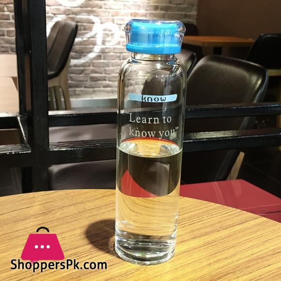 Korean Cute Candy Color Glass Water Bottle Portable Outdoor Juice Drinking Bottles - 560ML