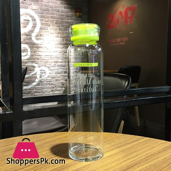Korean Cute Candy Color Glass Water Bottle Portable Outdoor Juice Drinking Bottles - 560ML