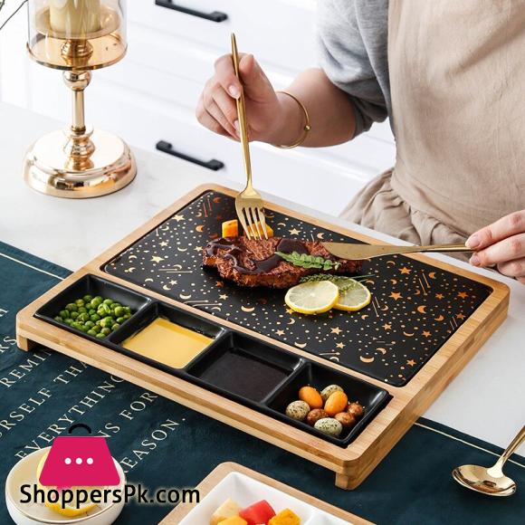 Nordic Restaurant Pizza Snack Plate Rectangular Ceramic Plate Creative Marble Gold Western Plate with Snack Plate Steak Plate