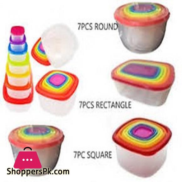 Rainbow 7pcs Food Container Safe Fridge Storage Freezer Microwave Box Lid Kitchen Strong Plastic