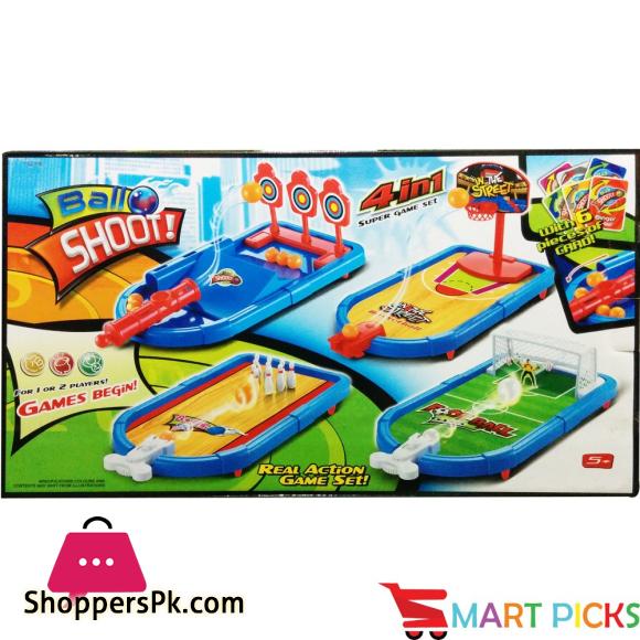 Smart Picks 4 in 1 Ball Shoot Action Game ( Ball Shoot, Bowling Set, Football and Basketball )