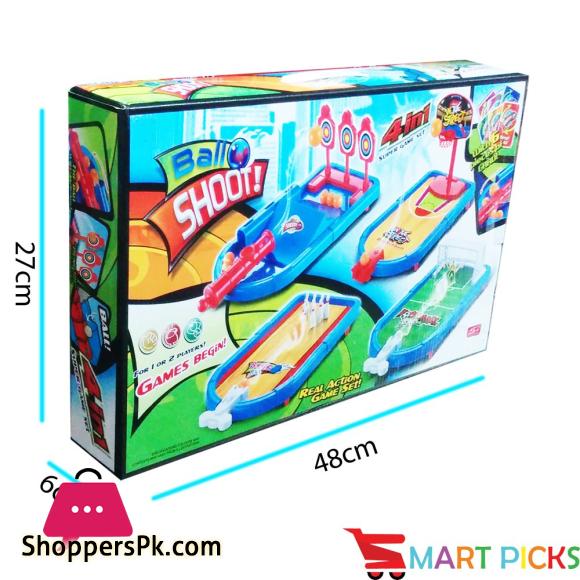Smart Picks 4 in 1 Ball Shoot Action Game ( Ball Shoot, Bowling Set, Football and Basketball )
