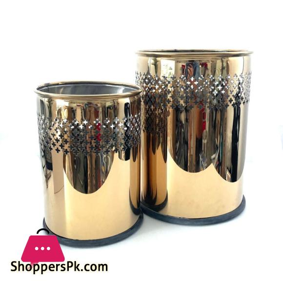 Stainless Steel Waste Basket Gold Set of 2