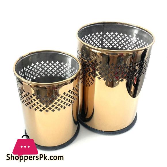 Stainless Steel Waste Basket Gold Set of 2