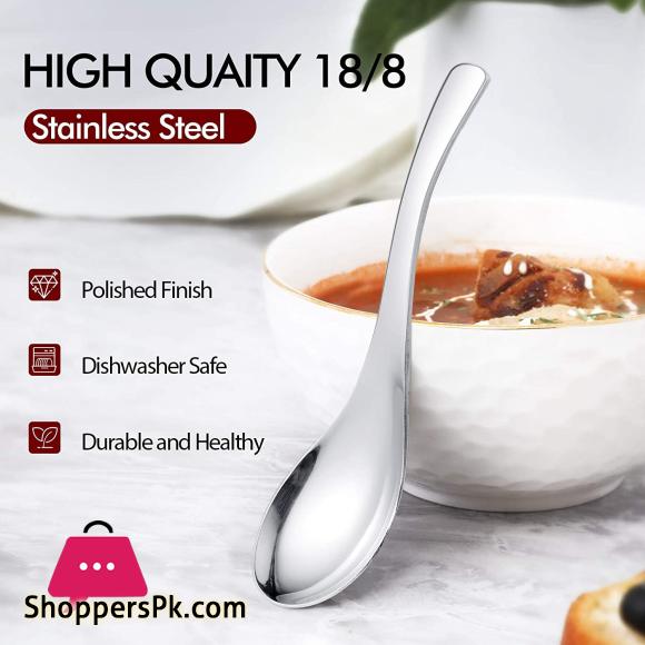 Thick Heavy Weight Soup Spoons Stainless Steel Soup Spoons Set of 6