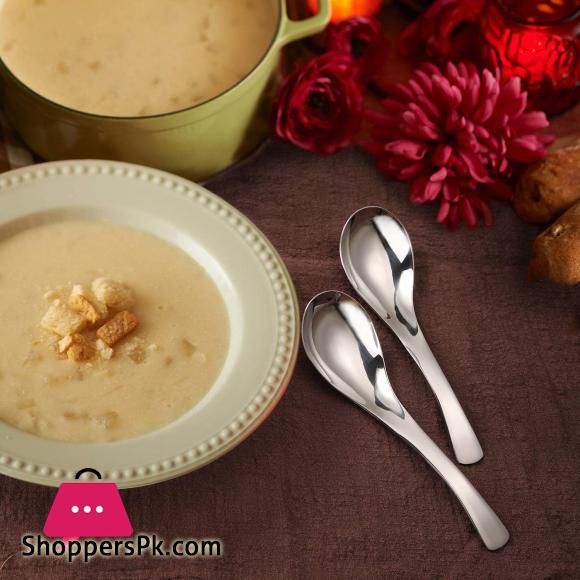 Thick Heavy Weight Soup Spoons Stainless Steel Soup Spoons Set of 6