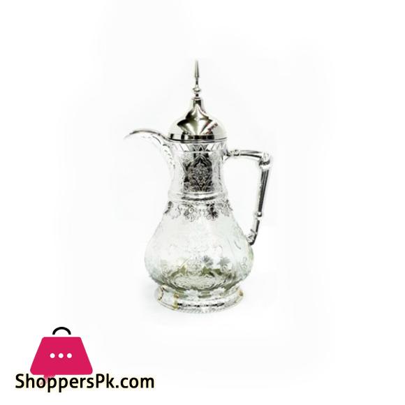 Unbreakable Coffee Pot 1600ml Arabic Glass Teapot Silver for Restaurant - SV-36 W/S
