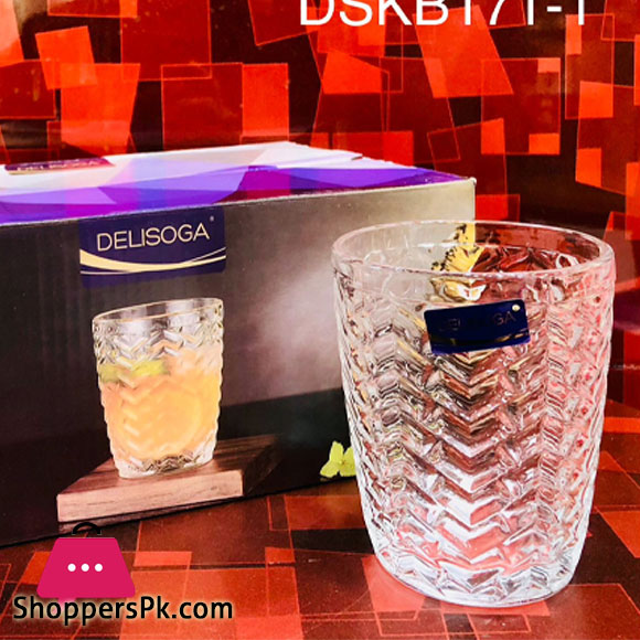 Delisoga Glass Emboss Design Tumbler Set of 6 - Pcs