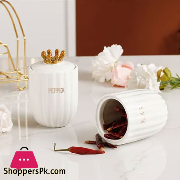 Kitchen Luxury Crown Gold Stand Seasoning Jar Spice Storage Jar Set of 8