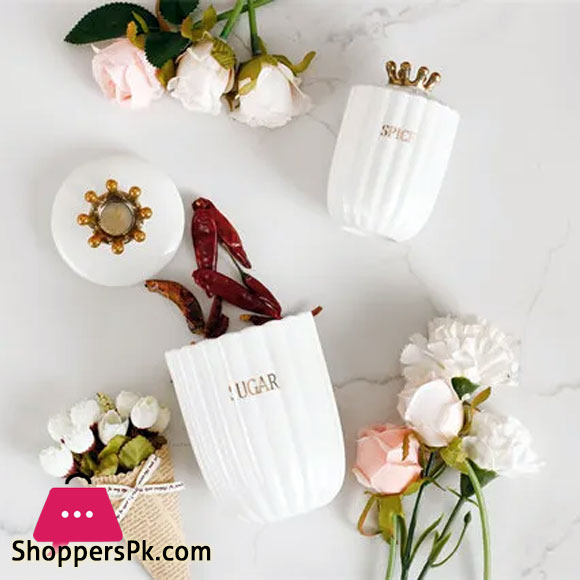 Kitchen Luxury Crown Gold Stand Seasoning Jar Spice Storage Jar Set of 8
