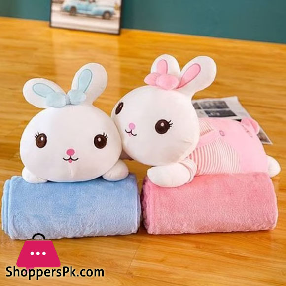 Plush Toy Rabbit Pillow Stuffed Bunny Rabbit Pillows on the bed With Blanket