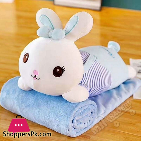 Plush Toy Rabbit Pillow Stuffed Bunny Rabbit Pillows on the bed With Blanket