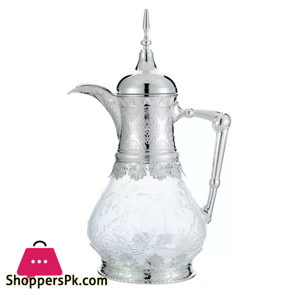 Unbreakable Coffee Pot 1600ml Arabic Glass Teapot Silver for Restaurant - SV-36 W/S