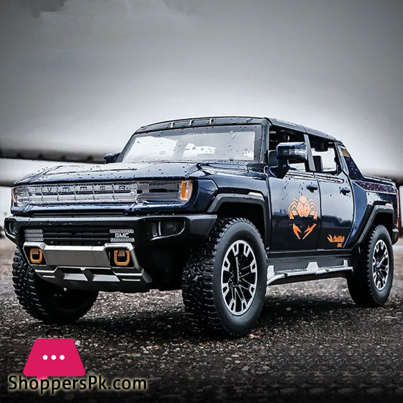 1: 24 GMC Hummer EV SUV Alloy Car Model Diecasts Metal Off-Road Vehicles Sound Light Open and Closed Canopy Toy Model Kids Gift