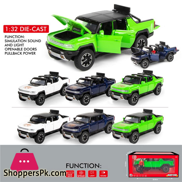 1: 24 GMC Hummer EV SUV Alloy Car Model Diecasts Metal Off-Road Vehicles Sound Light Open and Closed Canopy Toy Model Kids Gift