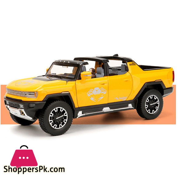 1: 24 GMC Hummer EV SUV Alloy Car Model Diecasts Metal Off-Road Vehicles Sound Light Open and Closed Canopy Toy Model Kids Gift