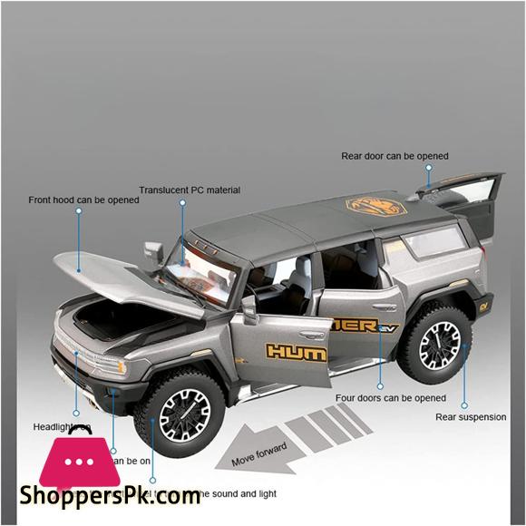 1:32 GMC Hummer EV SUV Alloy Car Model Diecasts Metal Off-Road Vehicles Sound Light Open and Closed Canopy Toy Model Kids Gift