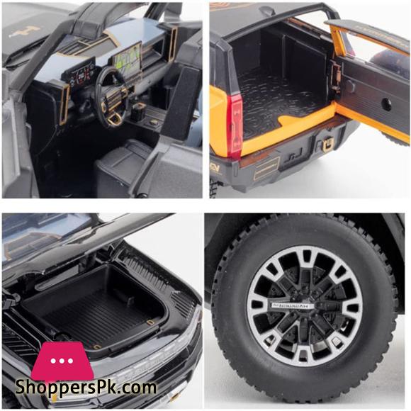 1:32 GMC Hummer EV SUV Alloy Car Model Diecasts Metal Off-Road Vehicles Sound Light Open and Closed Canopy Toy Model Kids Gift