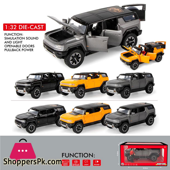 1:32 GMC Hummer EV SUV Alloy Car Model Diecasts Metal Off-Road Vehicles Sound Light Open and Closed Canopy Toy Model Kids Gift