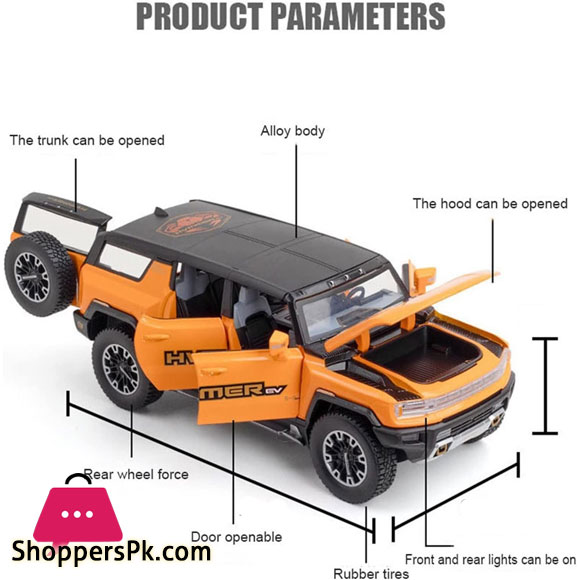 1:32 GMC Hummer EV SUV Alloy Car Model Diecasts Metal Off-Road Vehicles Sound Light Open and Closed Canopy Toy Model Kids Gift