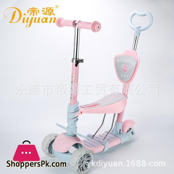 5 in 1 multifunctional scooter can take 3 in 1 baby stroller gift three-wheeled flashing wheel childrens scooters