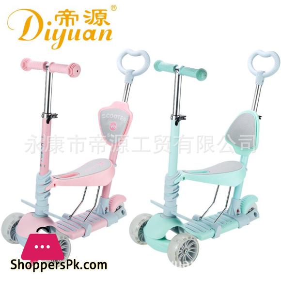 5 in 1 multifunctional scooter can take 3 in 1 baby stroller gift three-wheeled flashing wheel childrens scooters