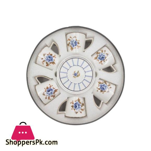 Angela Ceramic Blue Rose Cup Saucer 6 Piece MK175