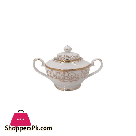 Angela Ceramic Gold White Sugar Pot - GS34