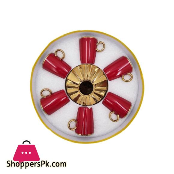 Angela Red Gold Cup Saucer Set 6 Piece – MG330