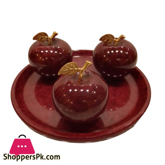 Antique Marble Apple Set and Plate Best for Home and Office Decoration 6 x 6 Inch