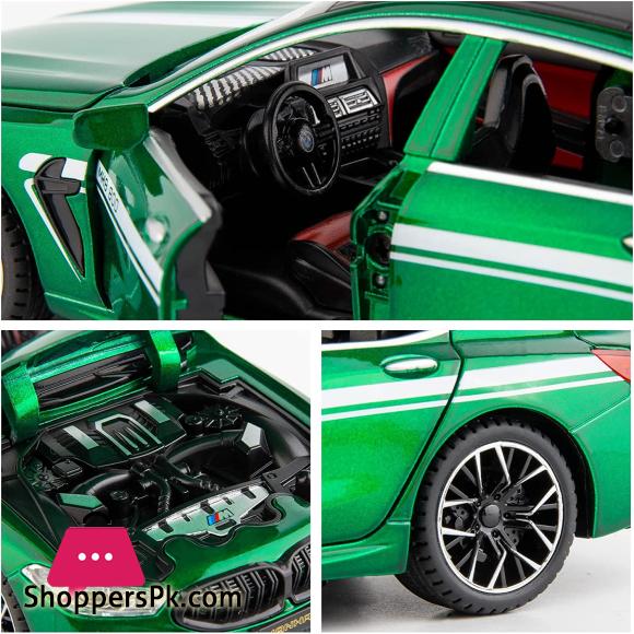 BMW M8 Diecast Model Car for 1:24 Alloy Toy Car Pull Back Toy Vehicle with Sound and Light Door Can Be Opened for Boys Girls Festival Birthday Gift