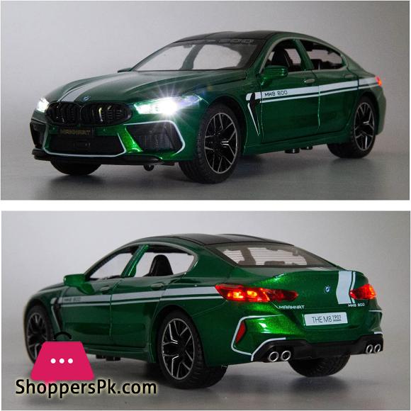 BMW M8 Diecast Model Car for 1:24 Alloy Toy Car Pull Back Toy Vehicle with Sound and Light Door Can Be Opened for Boys Girls Festival Birthday Gift