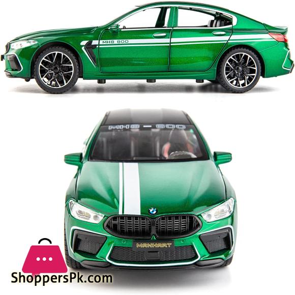 BMW M8 Diecast Model Car for 1:24 Alloy Toy Car Pull Back Toy Vehicle with Sound and Light Door Can Be Opened for Boys Girls Festival Birthday Gift