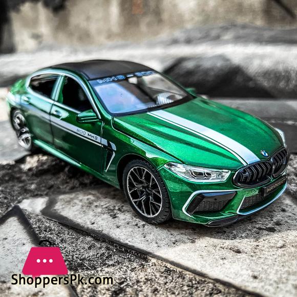 BMW M8 Diecast Model Car for 1:24 Alloy Toy Car Pull Back Toy Vehicle with Sound and Light Door Can Be Opened for Boys Girls Festival Birthday Gift